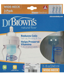 3 Pack Dr. Brown's BPA Free Polypropylene Natural Flow Wide Neck Bottle 8 oz - CookiesKids.com