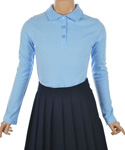 French Toast L/S Fitted Knit Polo With Picot Collar  (Plus Sizes) - CookiesKids.com