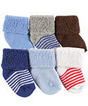 Luvable Friends “Classic Stripe & Foldover” 6-Pack Socks (Sizes 0M – 9M) - CookiesKids.com