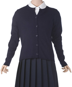 French Toast Fine Knit Crew-Neck Cardigan  