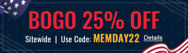 Memorial Day Blowout. Stock Up and Save. BOGO 25% Off Sitewide. Use code: MEMDAY22. Expires 5/31/2022, 11:59 PM PST.