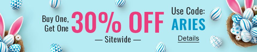 Egg-citing BOGO Sale! Buy One, Get One 30% off Sitewide. Use code: ARIES. Expires 4/4/2023, 11:59 PM PST.