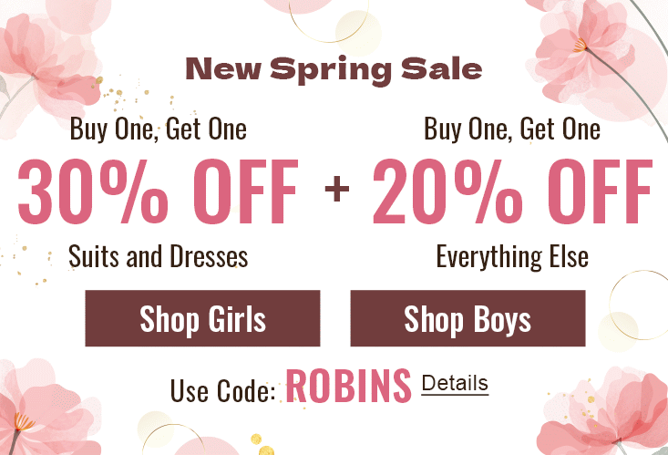 New Spring Sale! Buy One, Get One 30% off Suits and Dresses. Plus, Buy One, Get One 20% off Everything Else. Use code: ROBINS. Expires 3/25/2023, 11:59 PM PST.