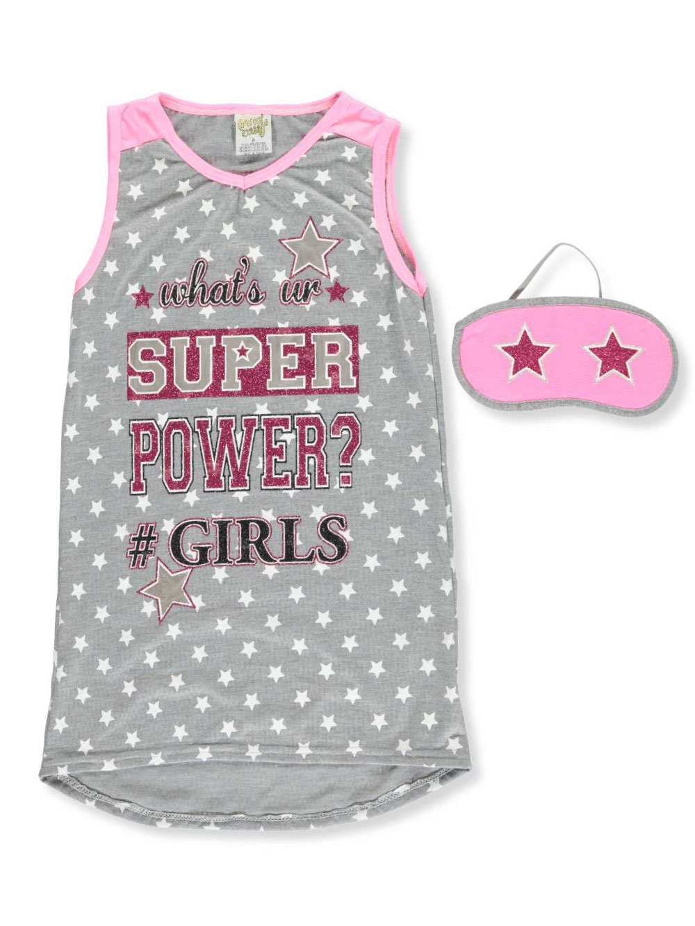 Sweet N Sassy Girls Be Awesome Gray Short Sleeved Hooded Nightgown