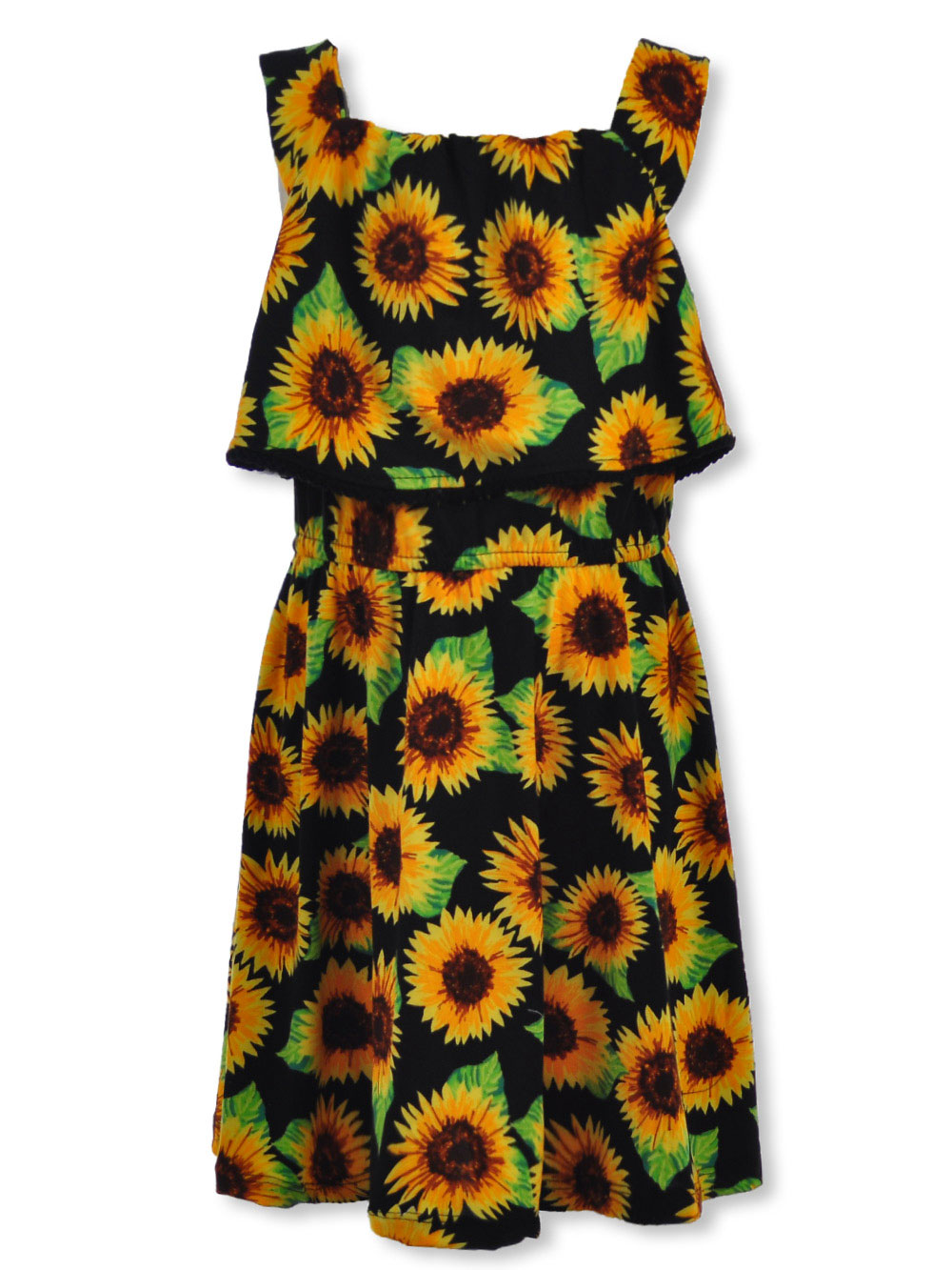 black sundress with sunflowers