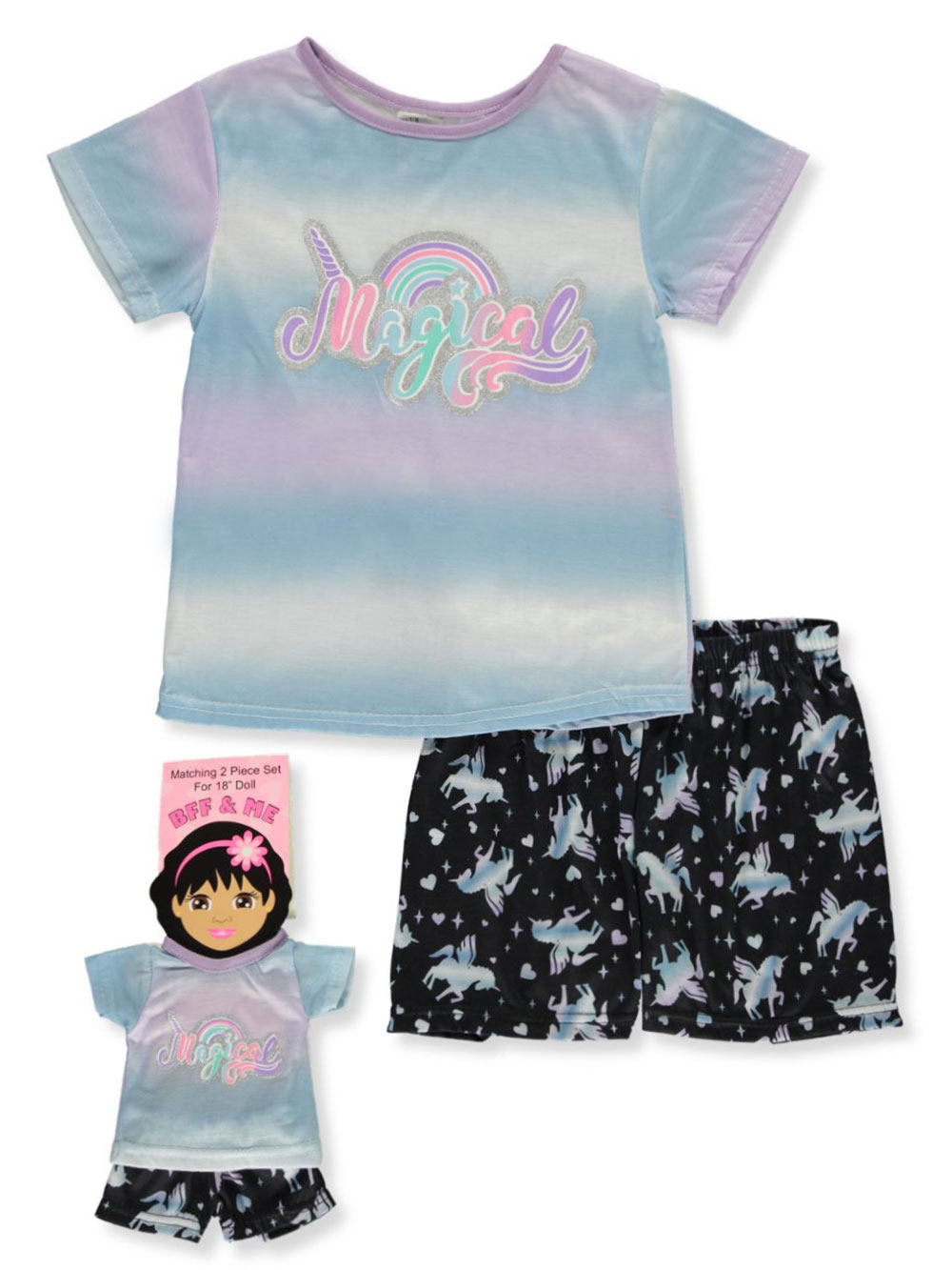 Girls' 2-Piece Pajamas With Doll Outfit