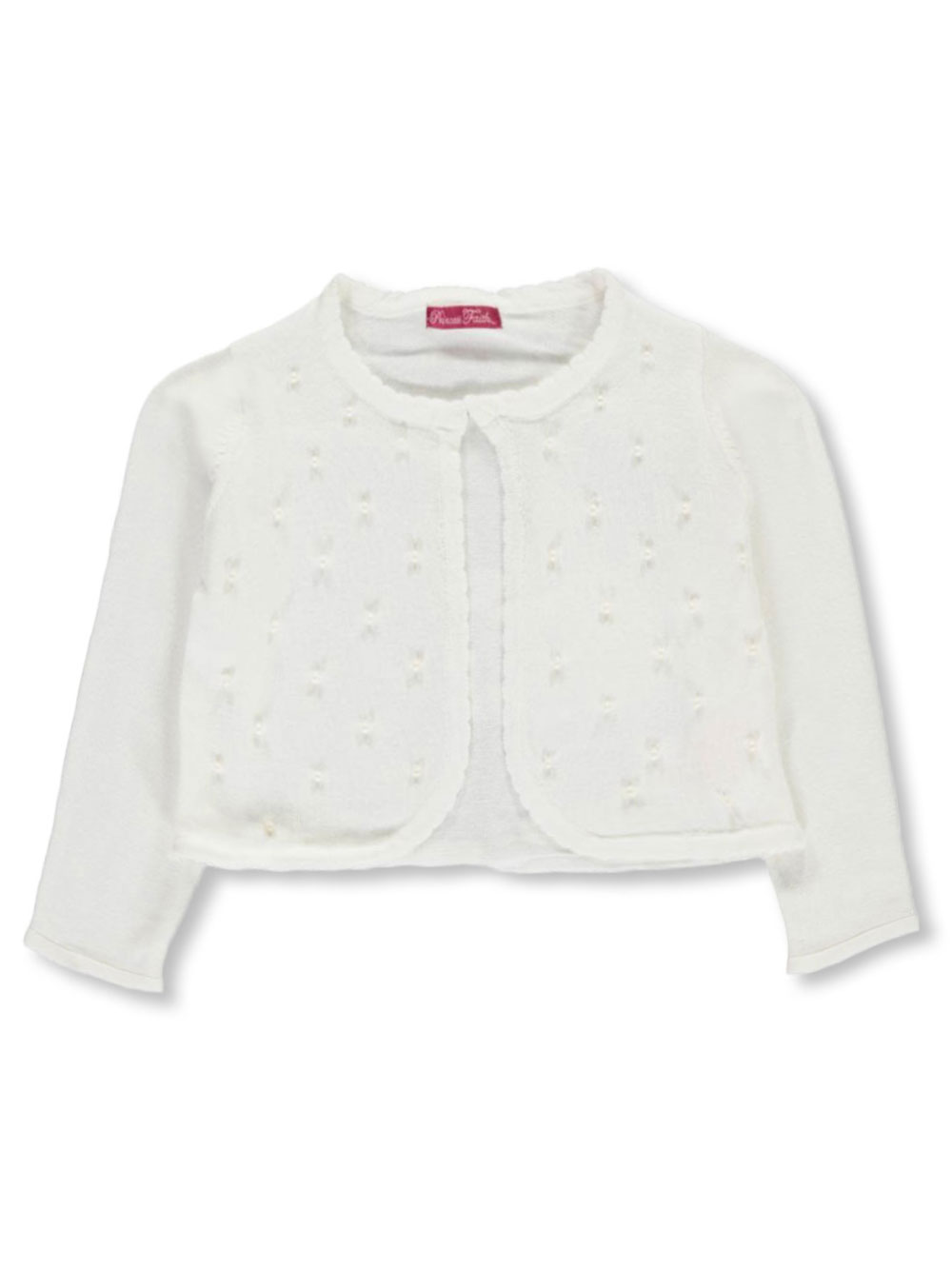 Little Girl 2T-6X White Flower Embroidered Scallop Bolero Cardigan Shrug//Sweater