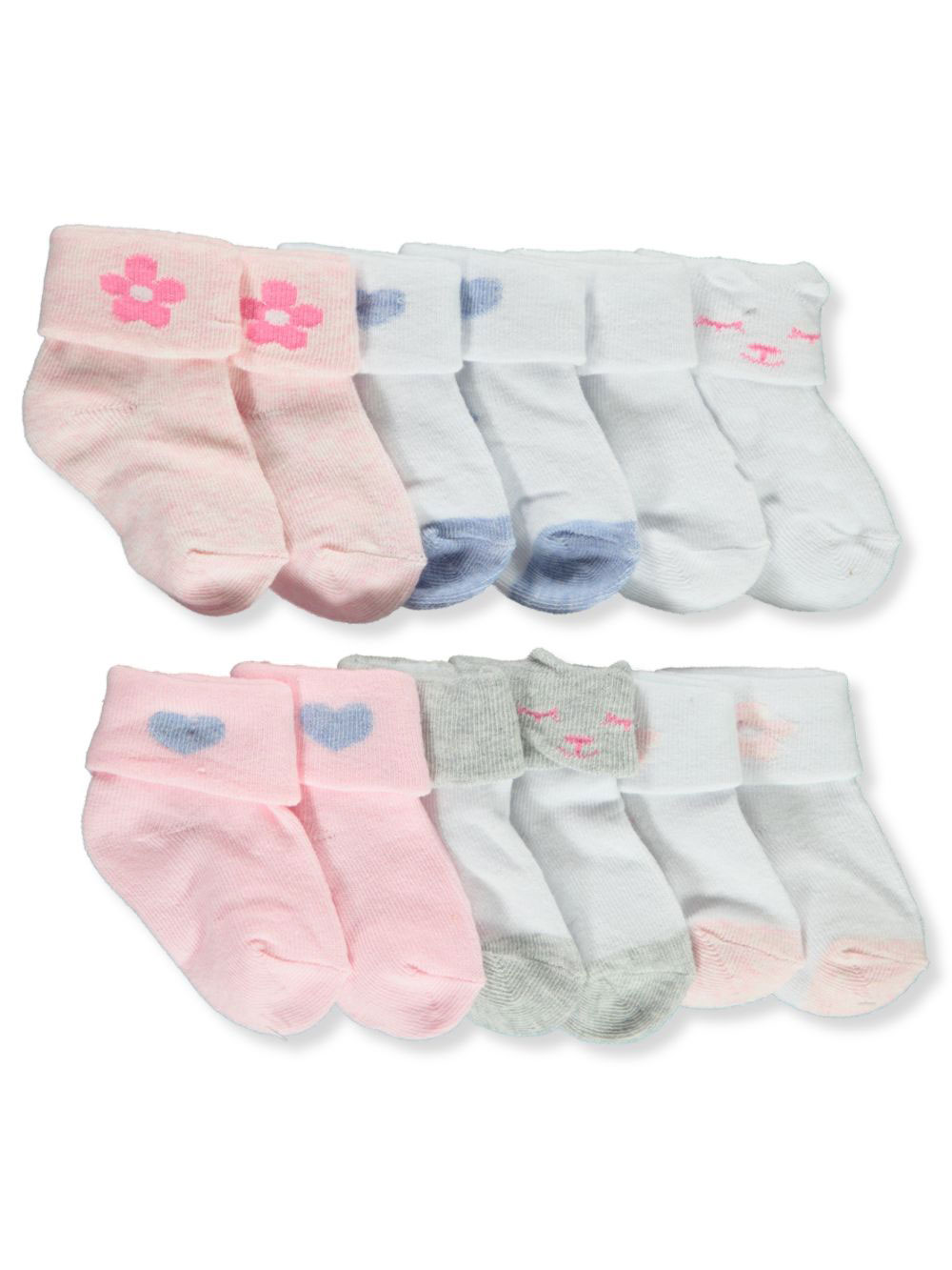 Baby Girls' 6-Pack Cuffed Socks