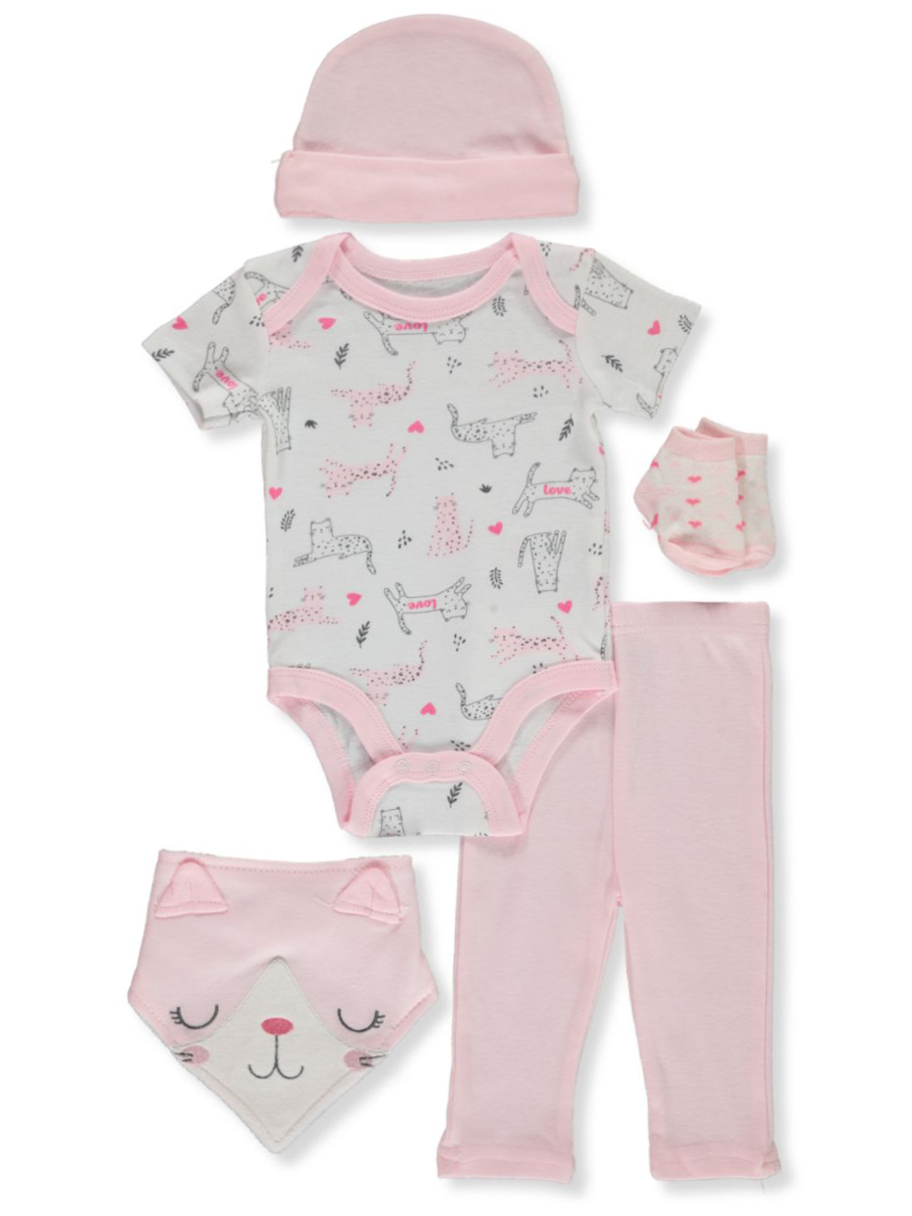 Rene Rofe Baby Girls and Baby Boys 4-Piece Layette Bodysuit Set