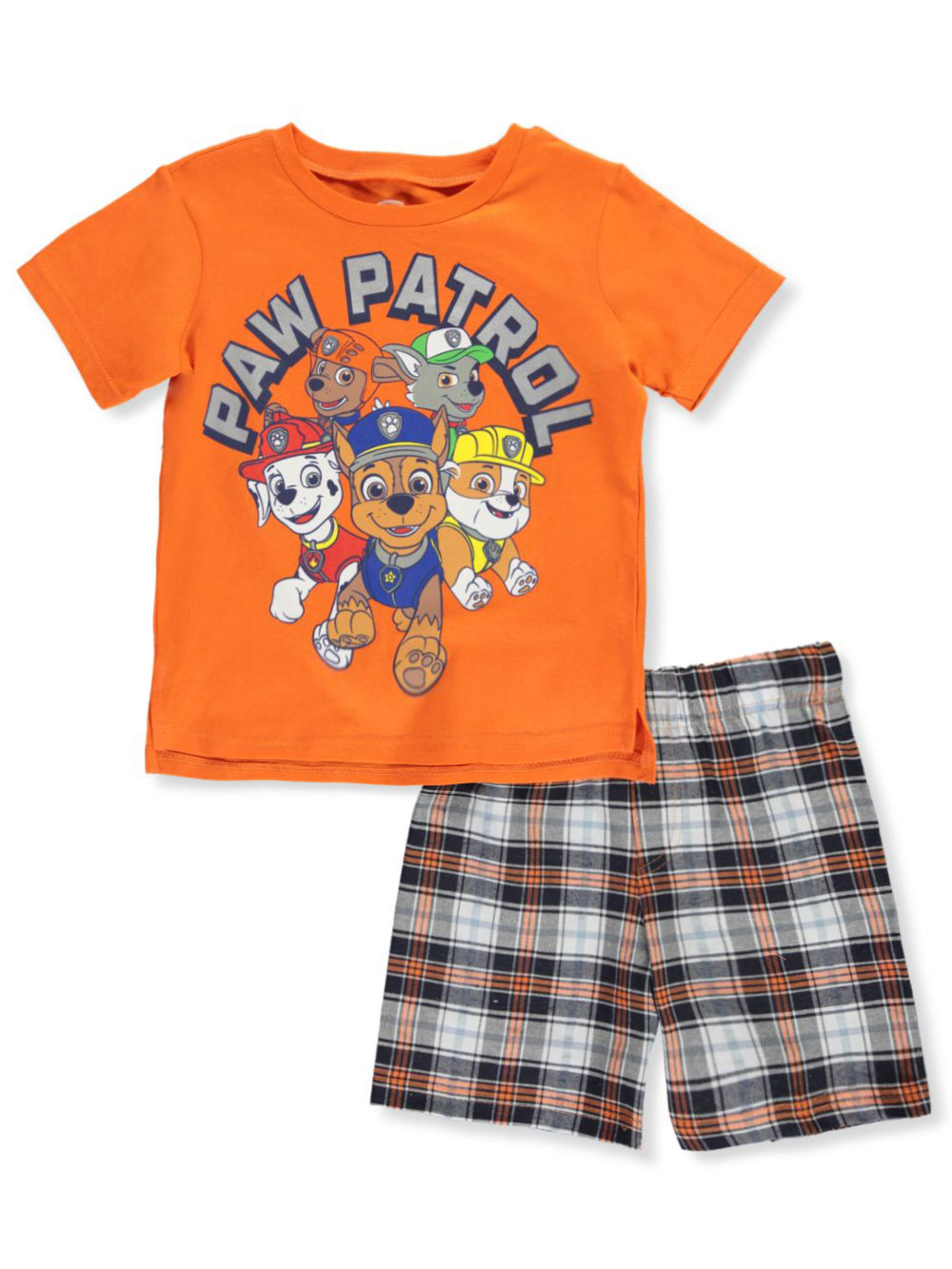 Quad Seven Boys 2-Piece Short Set with Polo Top and Plaid Short
