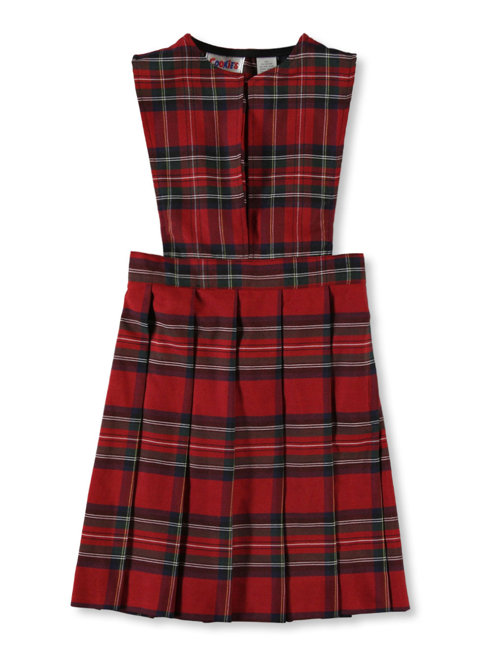 14 Big Girls Bib Front Jumper School Uniform A Green//goldplaid #83