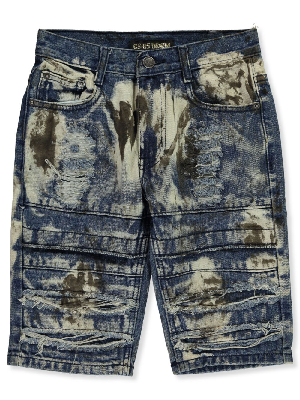 GS-115 Boys Bleached-Spotted Distress Denim Shorts