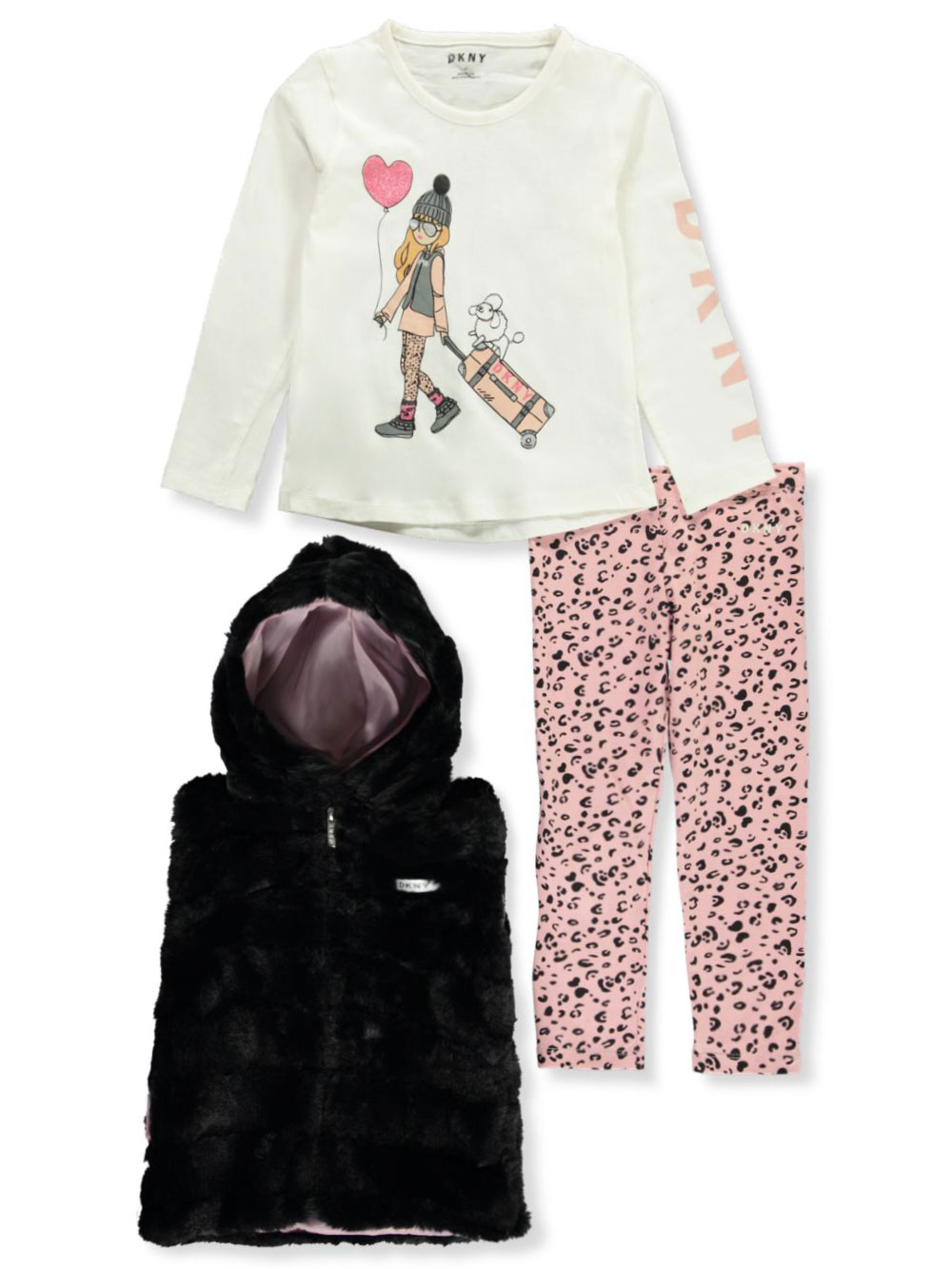 DKNY Girls Denim Jacket 3pc Legging Set Size 2T 3T 4T 4 5 6 6X $72