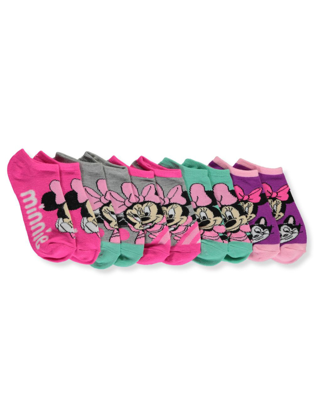 Size 6-8, 3 Pairs Disneys Minnie Mouse Assorted Color//Design Kids Socks Set
