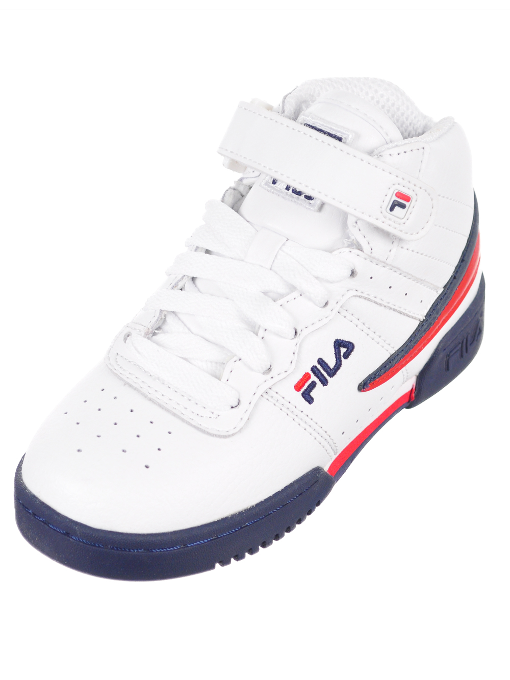 Boys' F 13 Hi Top Sneakers by Fila in Whitenavyred Boys' F 13 Hi Top Sneakers by Fila in Whitenavyred
