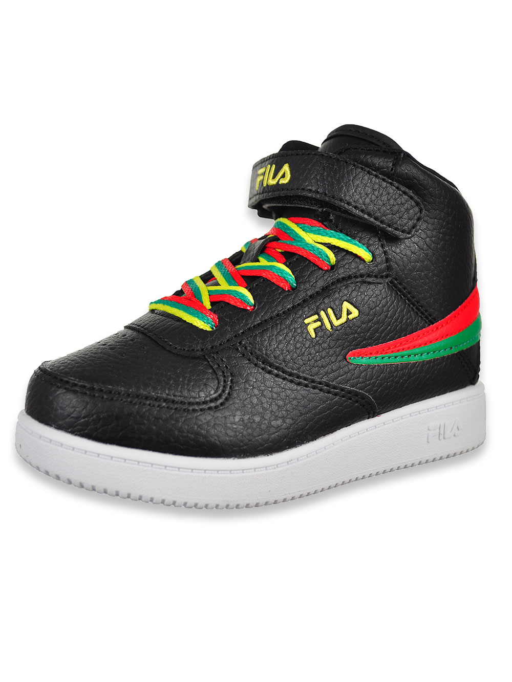 black and red fila shoes