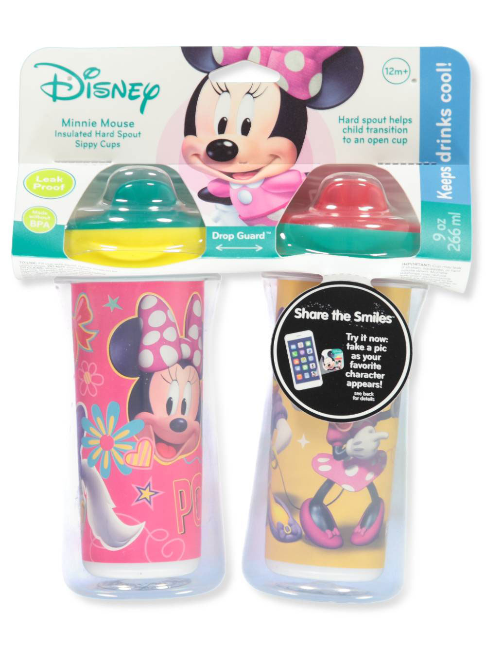 2pk Spill Proof DISNEY MINNIE MOUSE Sippy Cups Toddler Kids Girls BPA FREE PINK