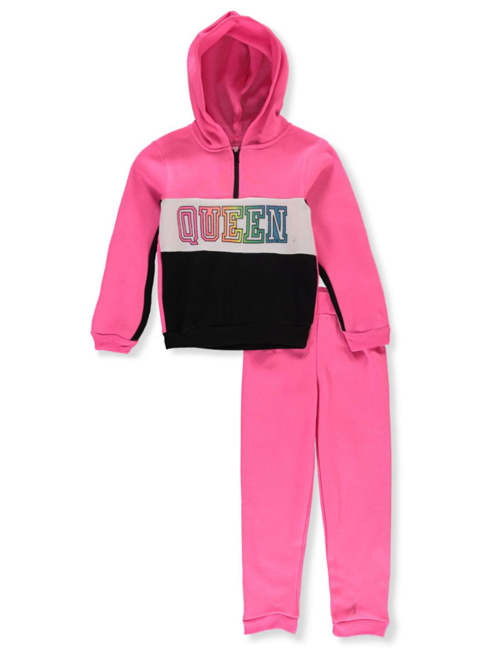 pink and black sweatsuit