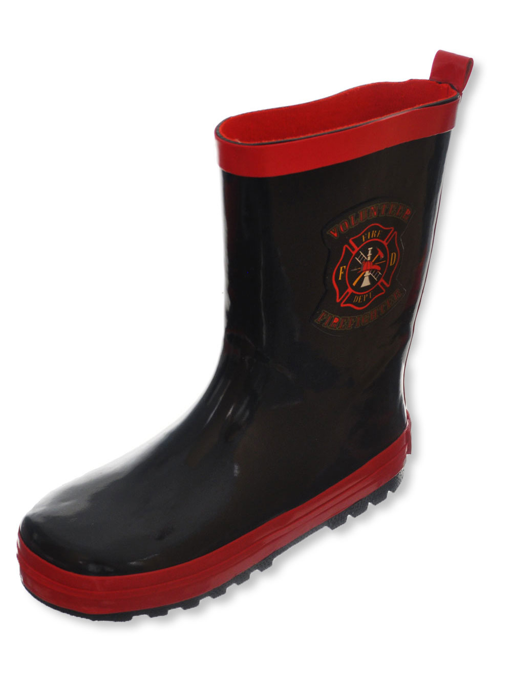 red and black rain boots