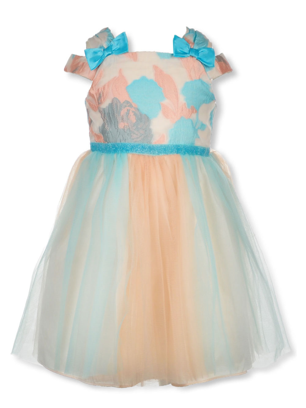 Girls Sweet Heart Rose Teal Long Sleeved Dress w// Sequins Size 6X