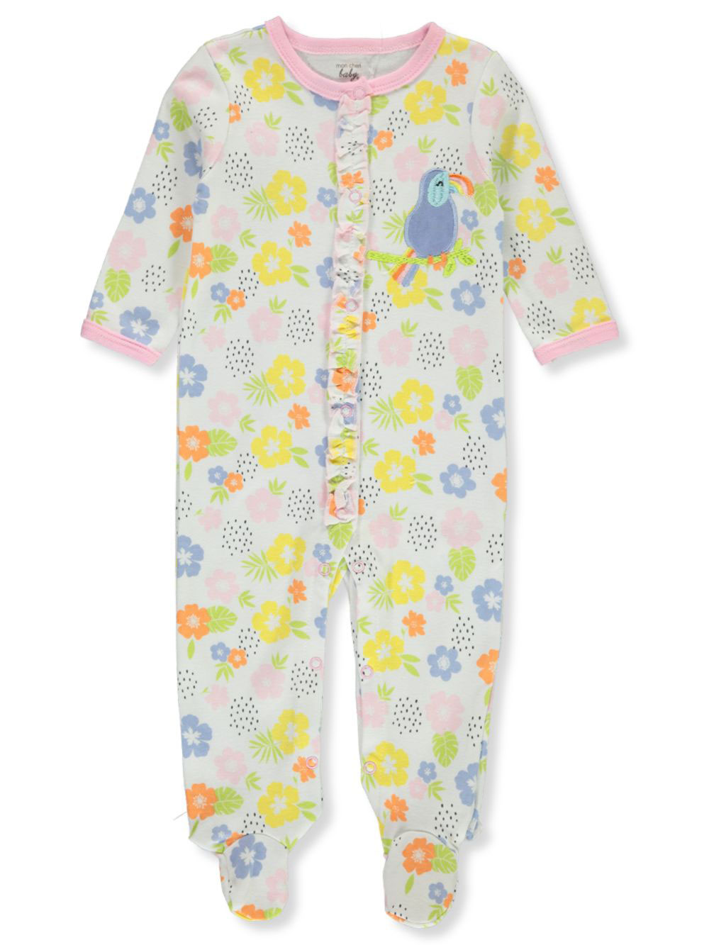 Girls White and Multicolor Coveralls