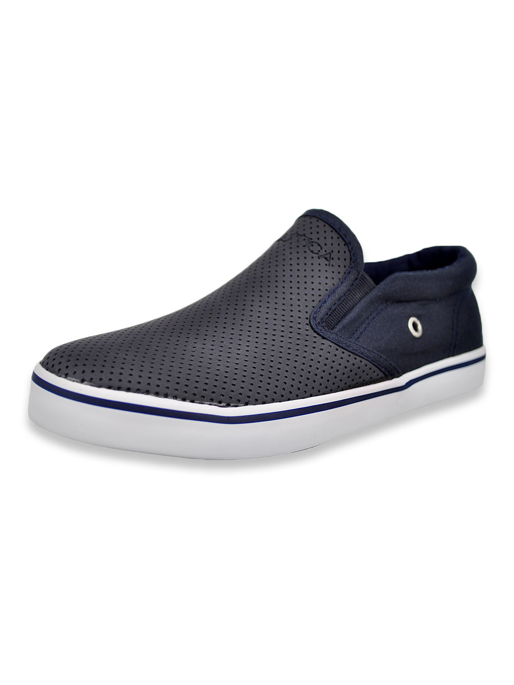 gray perforated slip on sneakers