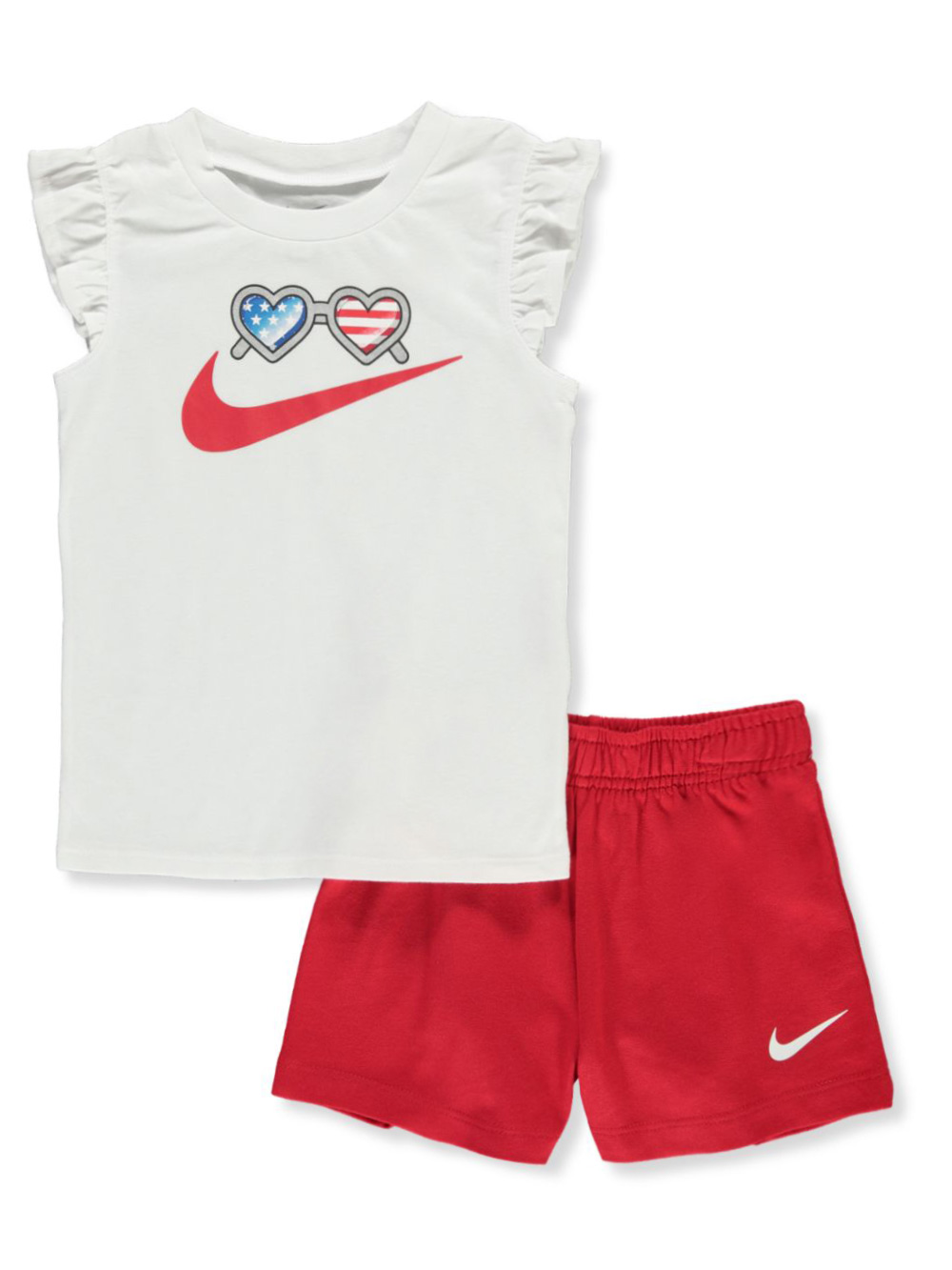 red 2 piece short set