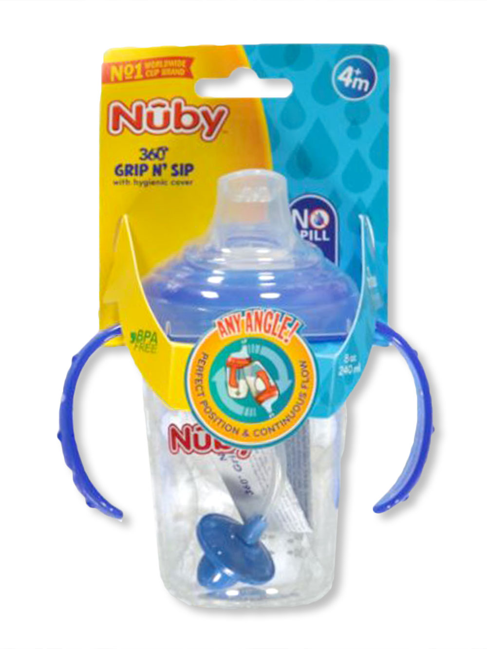 Nuby Sipeez Clik It Grip N Sip No Spill Cups Pack of 2 Pink and Aqua