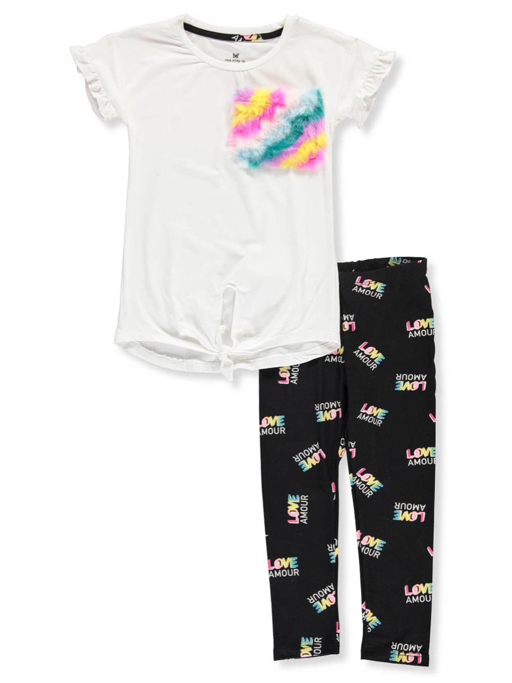 Real Love Girls Sequin Star Chambray 2-Piece Leggings Set Outfit