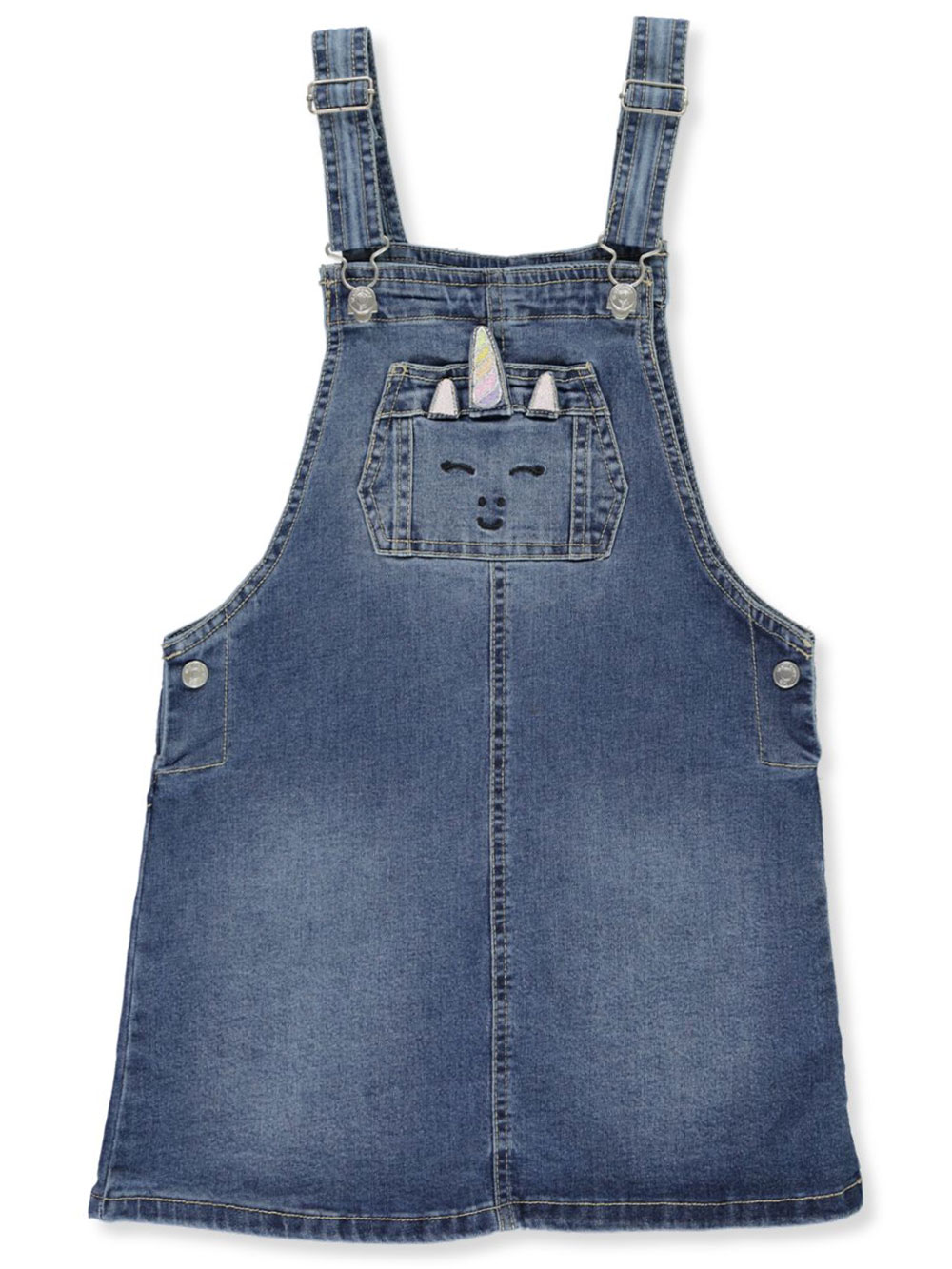 WallFlower Girl Girls Unicorn Patch Denim Jumper