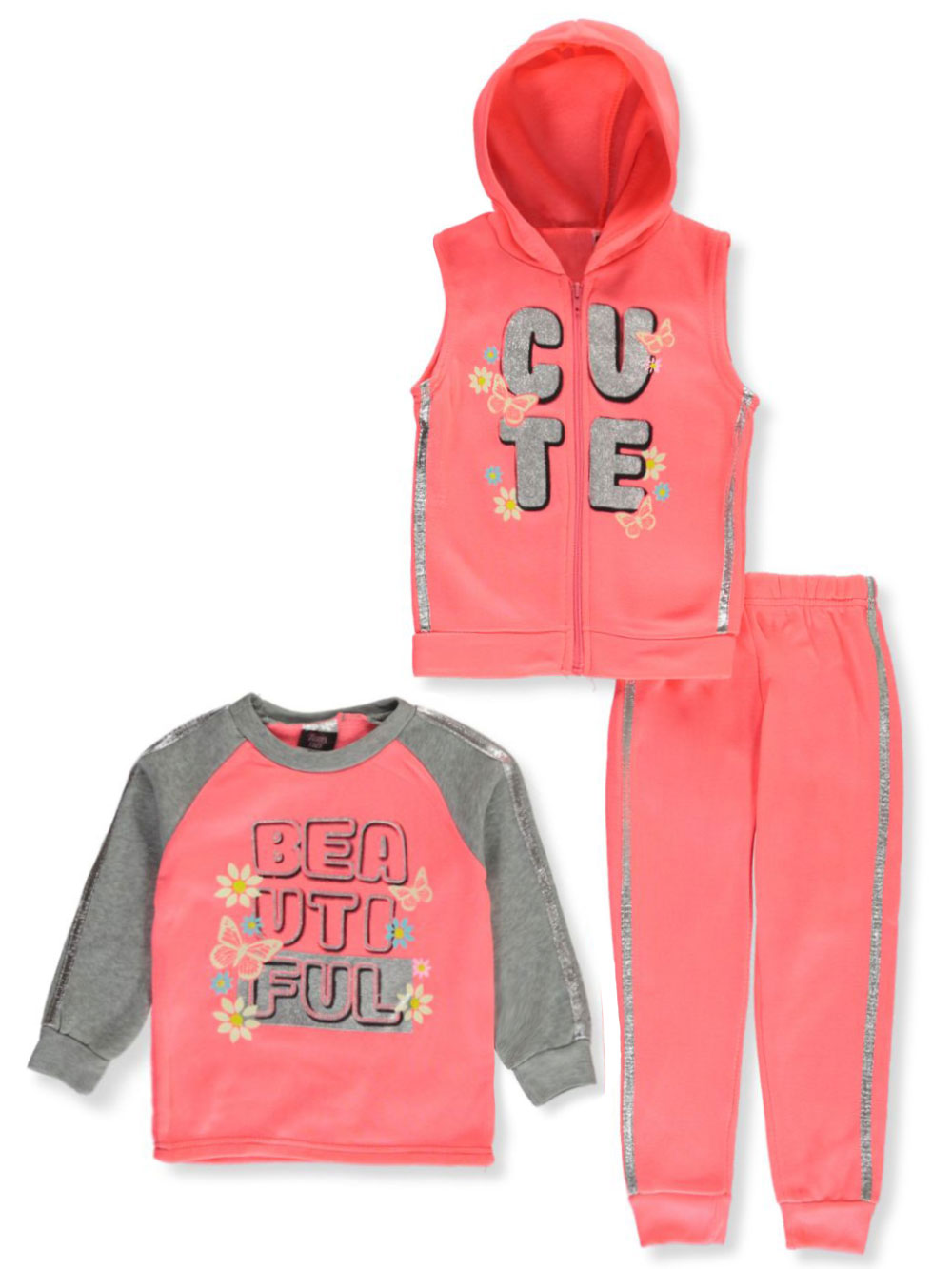Pink//Navy 4t Angel Face Toddler Toddler Never Quit 3-Piece Pants Set Outfit