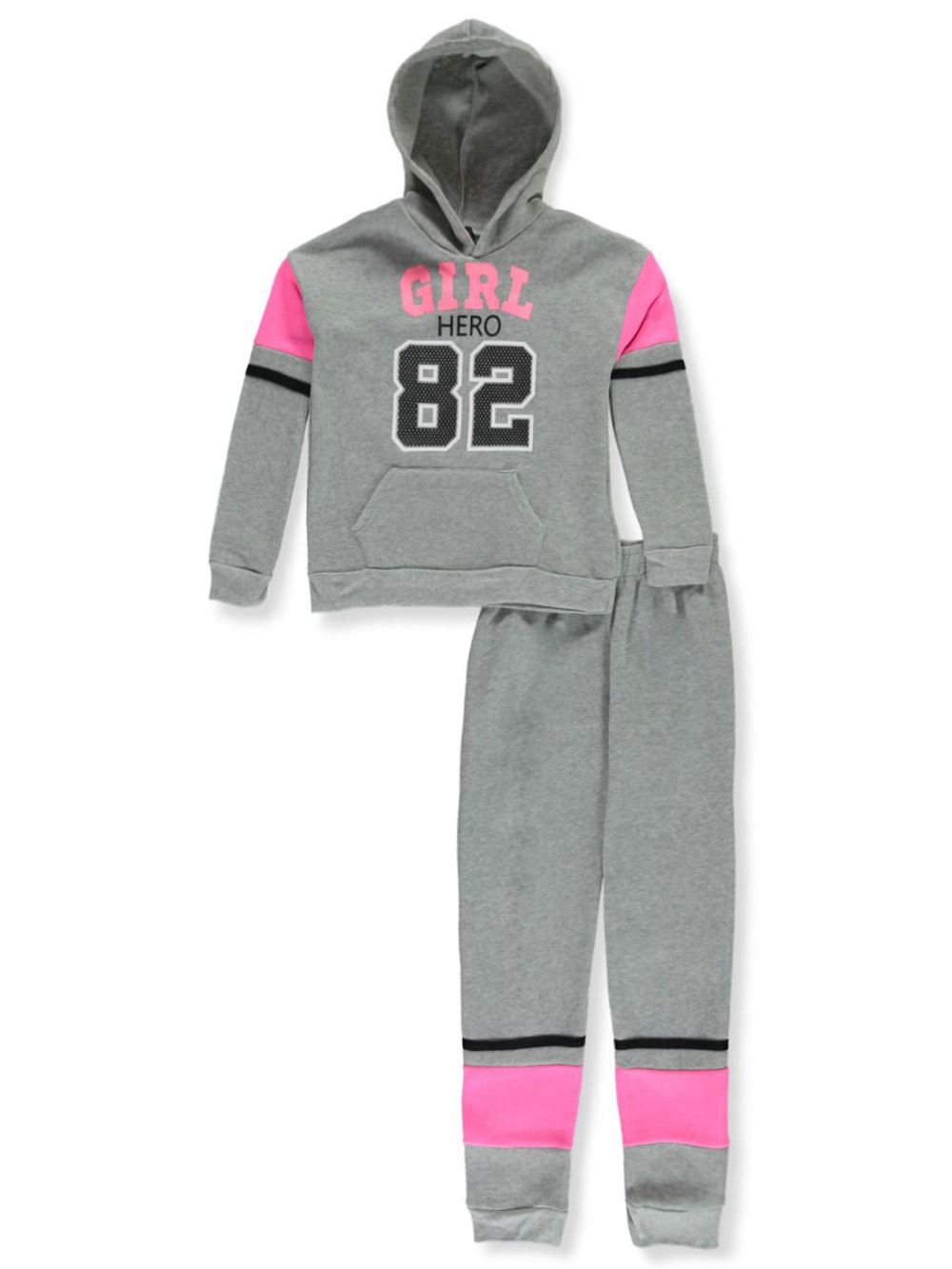 pink and grey sweatsuit