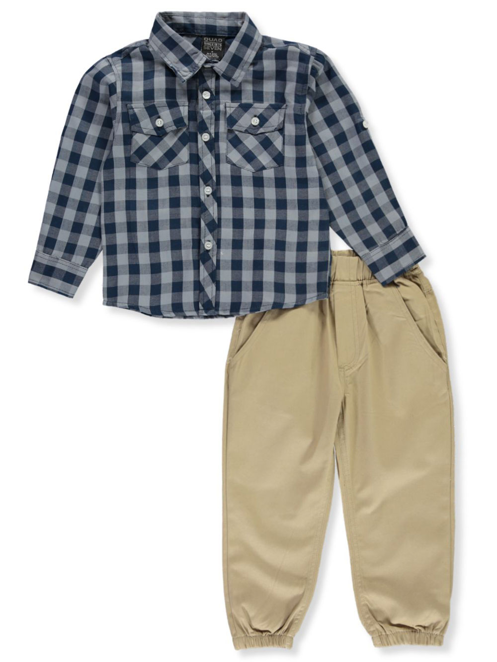 Quad Seven Boys Plaid Tab 2-Piece Pants Set Outfit