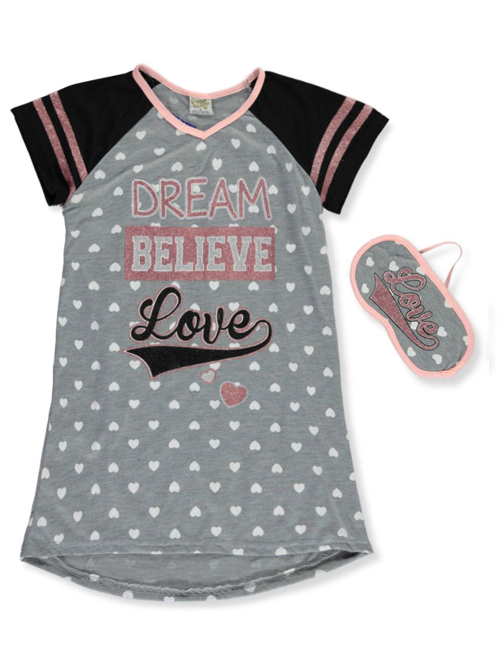 Sweet N Sassy Girls Be Awesome Gray Short Sleeved Hooded Nightgown
