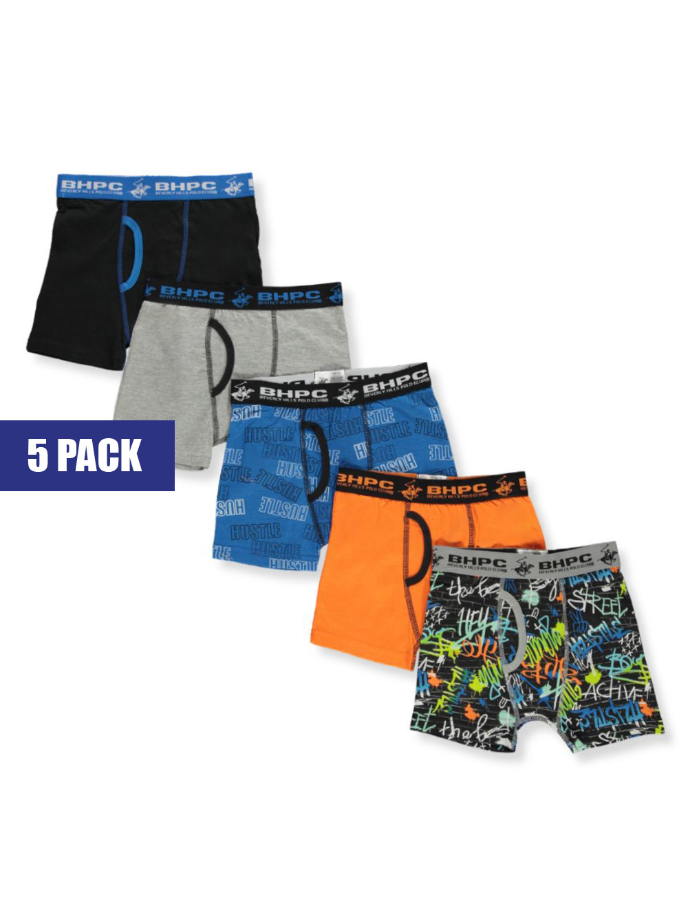 Beverly Hills Polo Club Boys 5-Pack Graffiti Boxer Briefs