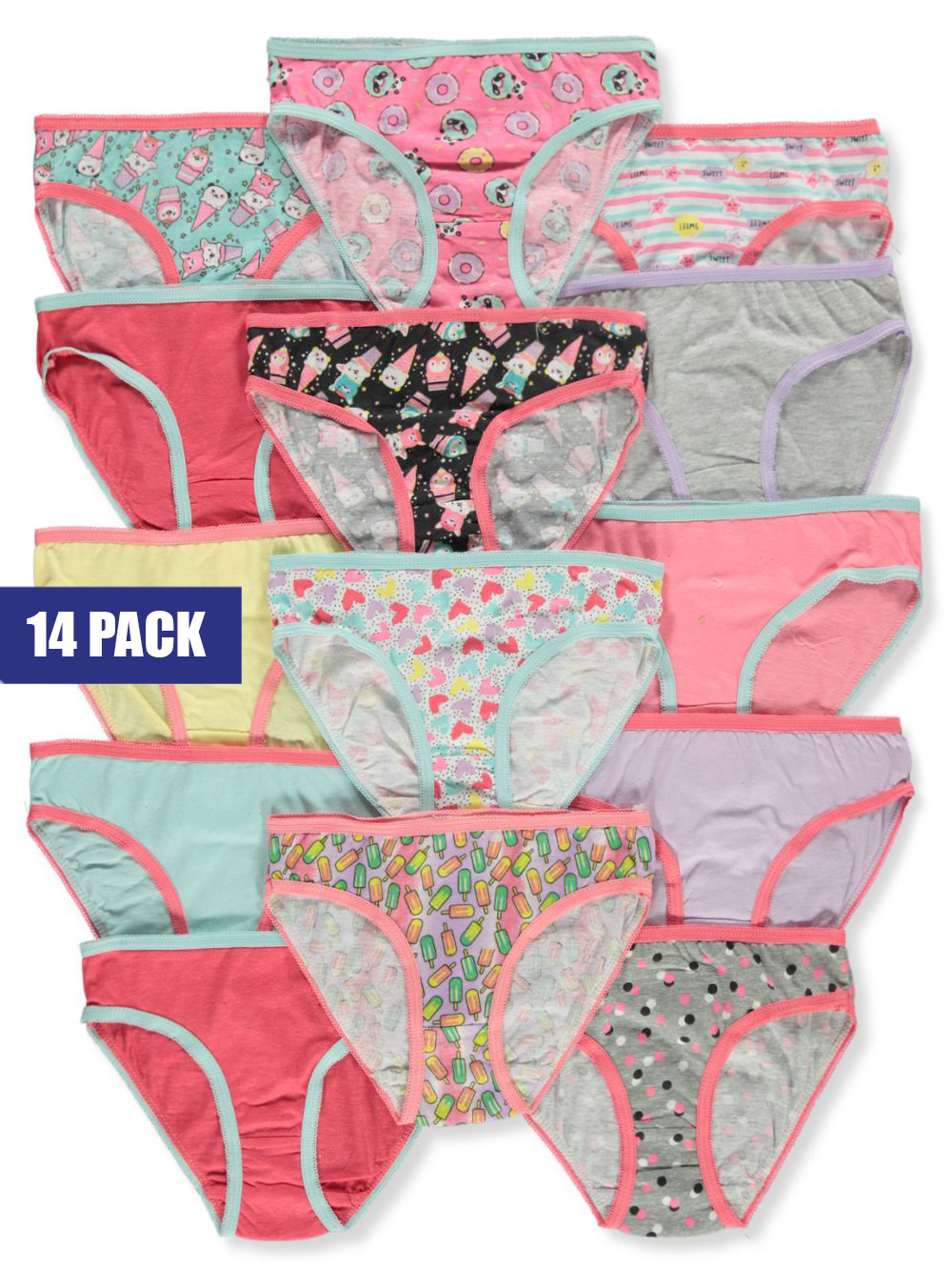 1000% Cute Girls' 14-Pack Underwear