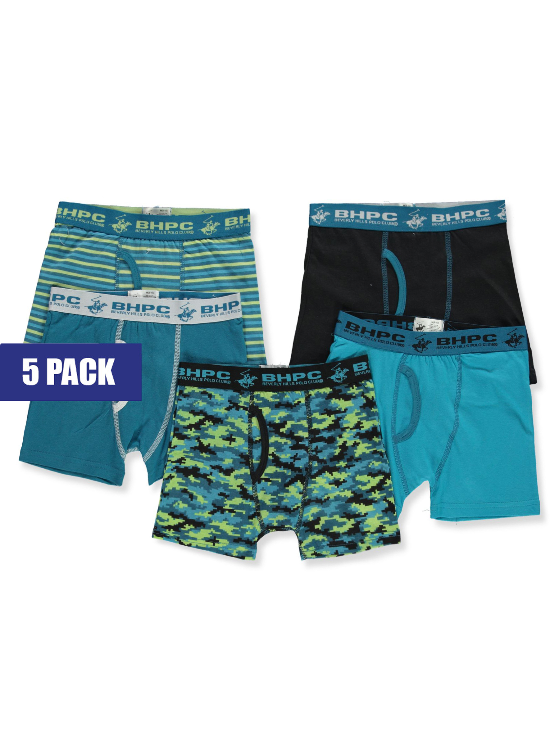 Beverly Hills Polo Club Boys' 5-Pack Boxer Briefs