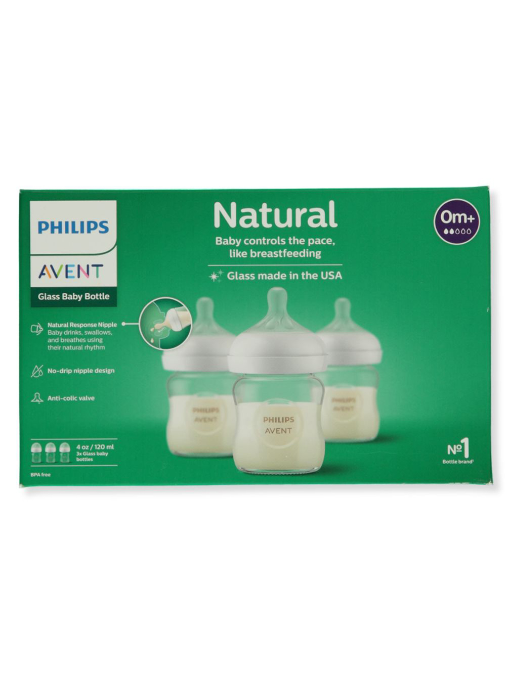 Philips Avent 3pk Glass Natural Baby Bottle With Natural Response