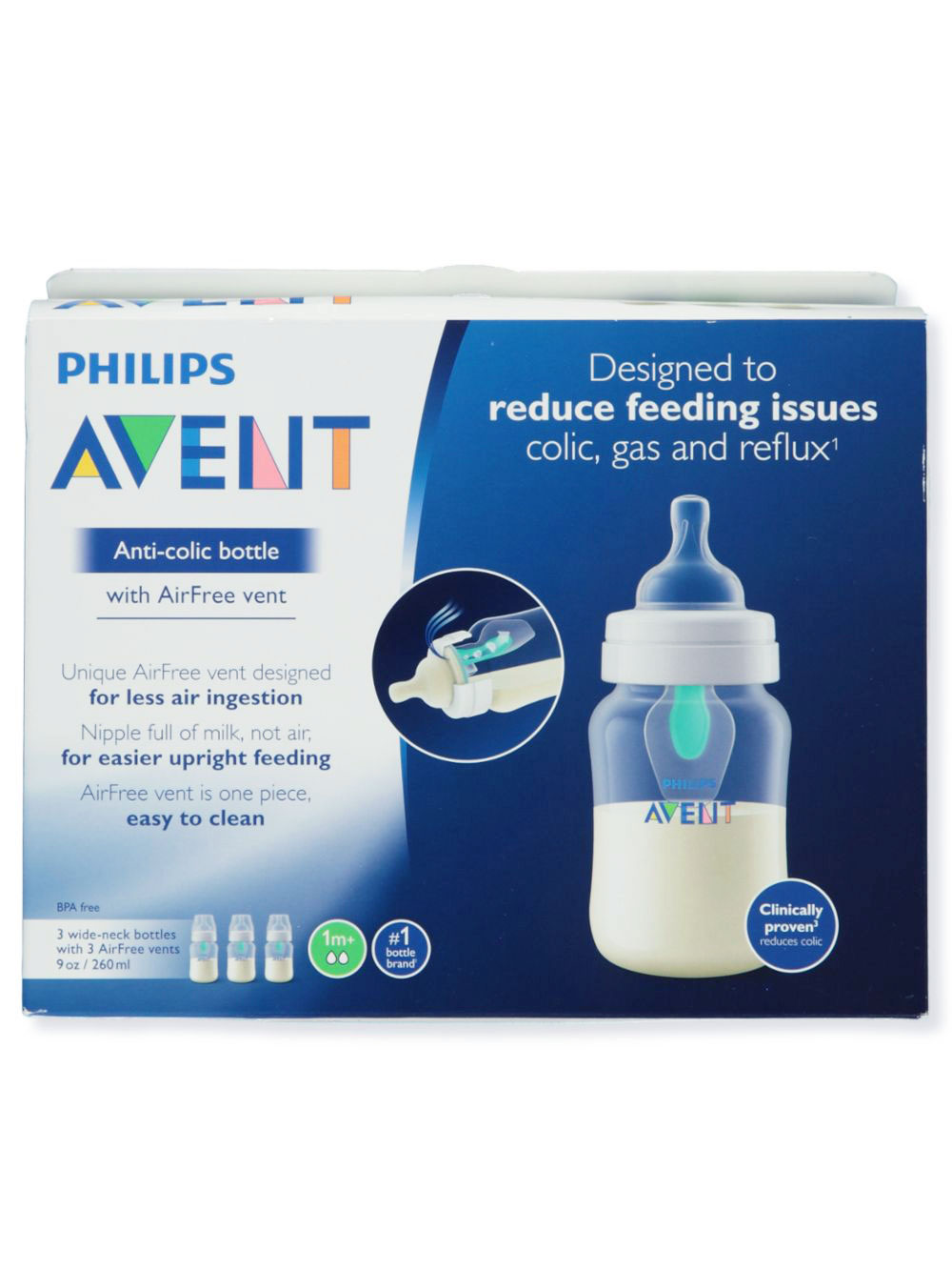 Anti-colic bottle with AirFree vent