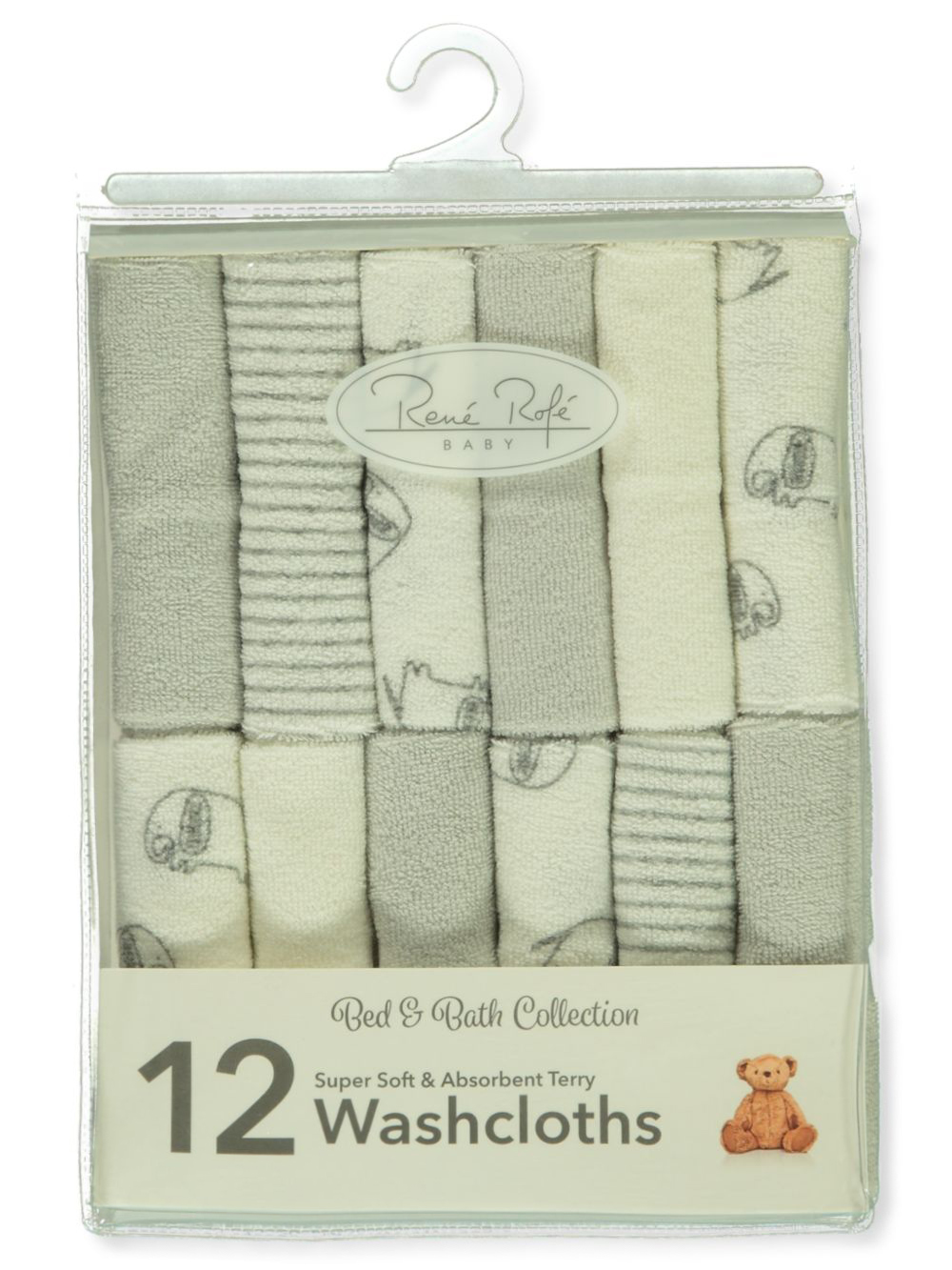 Rene Rofe Baby 12-Pack Elephant Terry Washcloths