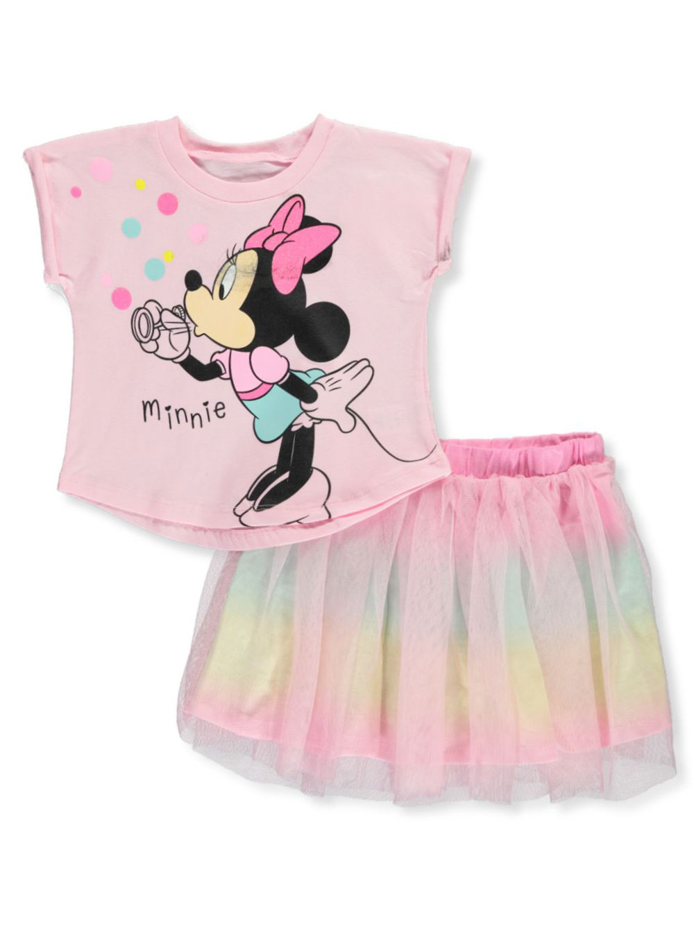 GIRLS 2 PIECE SET OUTFIT SKIRT /& TOP DISNEY MINNIE MOUSE 1 2 3 4 5 6 7 /& 8 YEARS