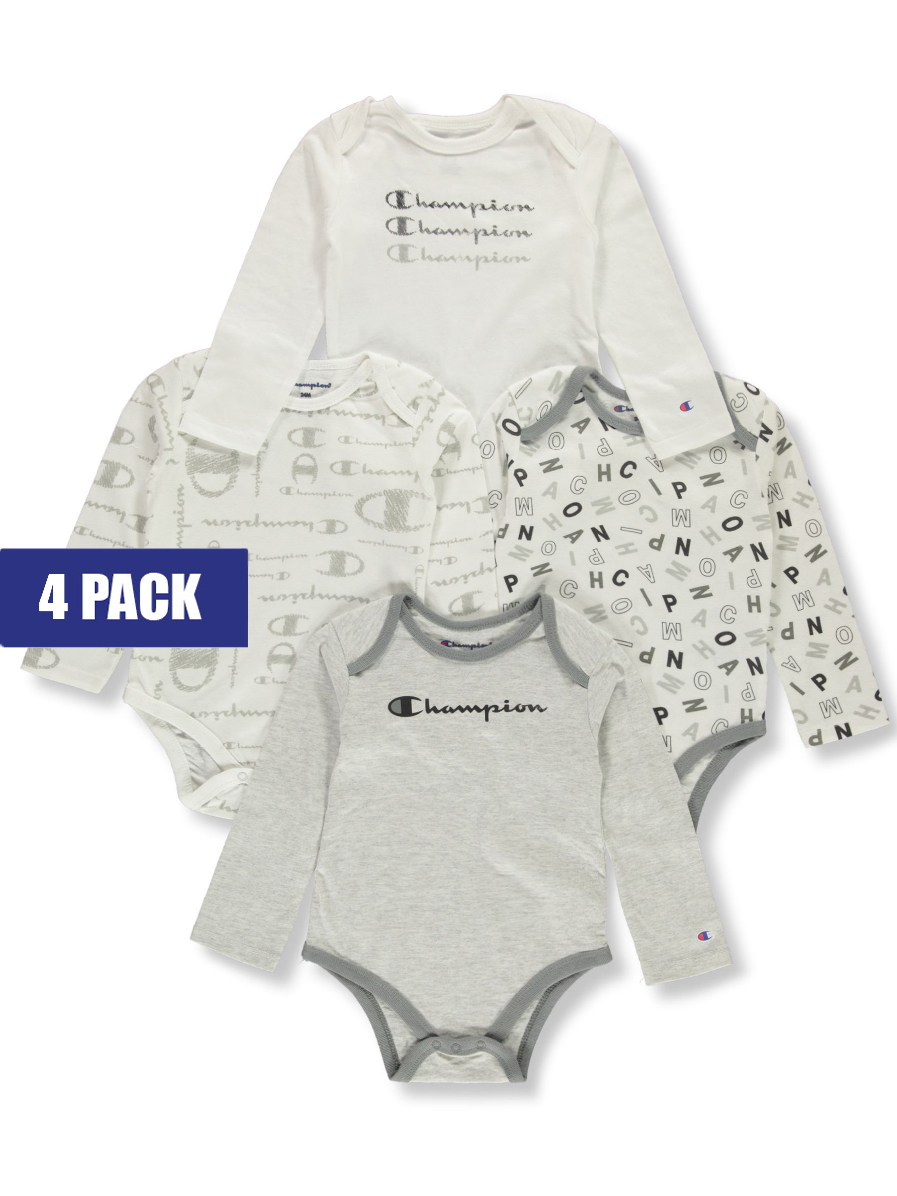Champion Baby Boys' 4-Pack Long-Sleeve Bodysuits