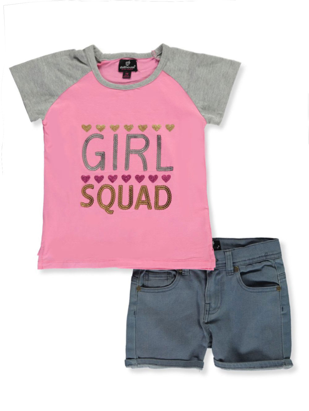 dollhouse Girls/’ 2-Piece Denim Shorts Set
