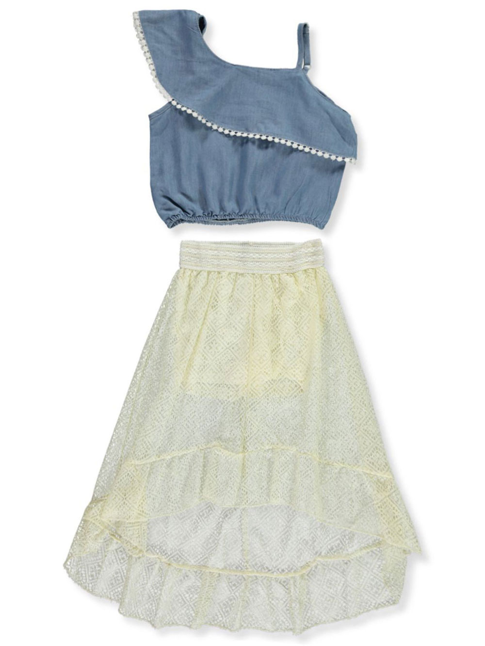 dollhouse Girls/’ 2 Piece Denim Short Sleeve Top and Skirt Set