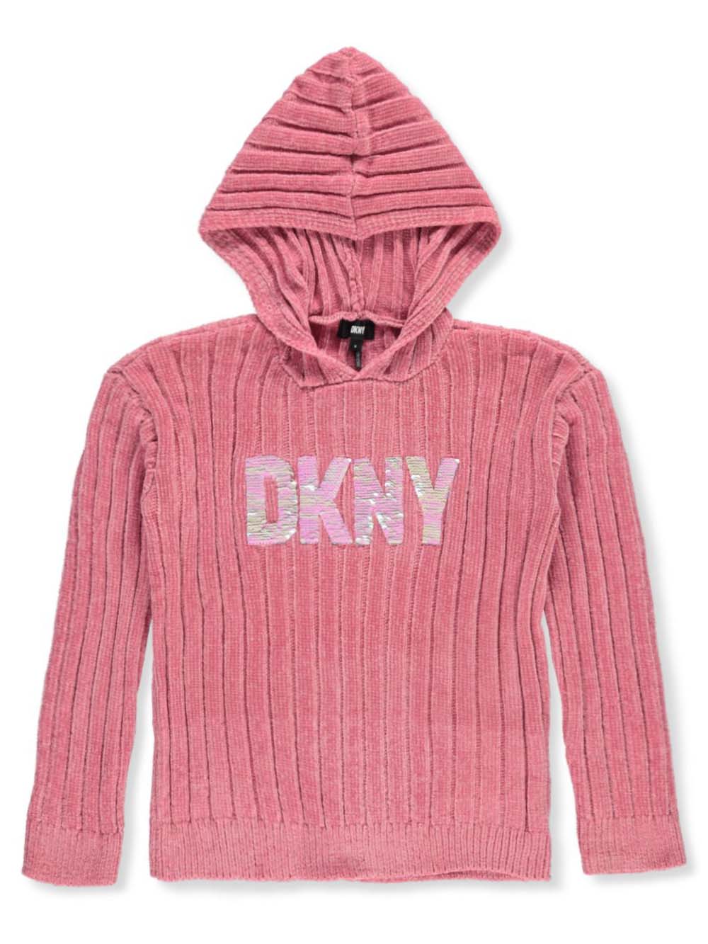 DKNY Girls' Flip Sequin Hoodie Sweater