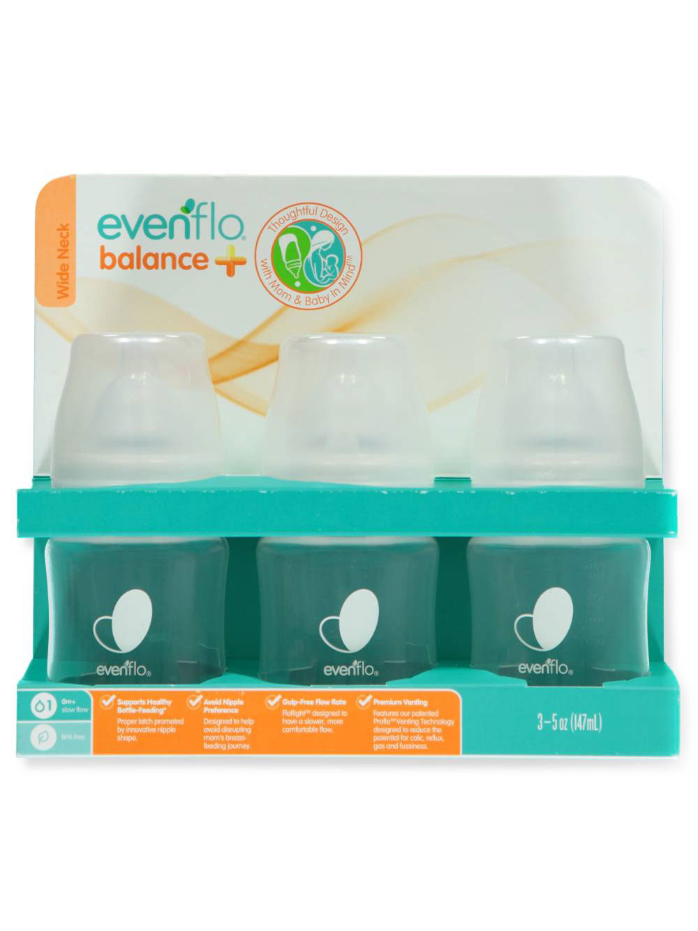 Evenflo Balance Plus 3-Pack Wide Neck Bottles (5 oz.)