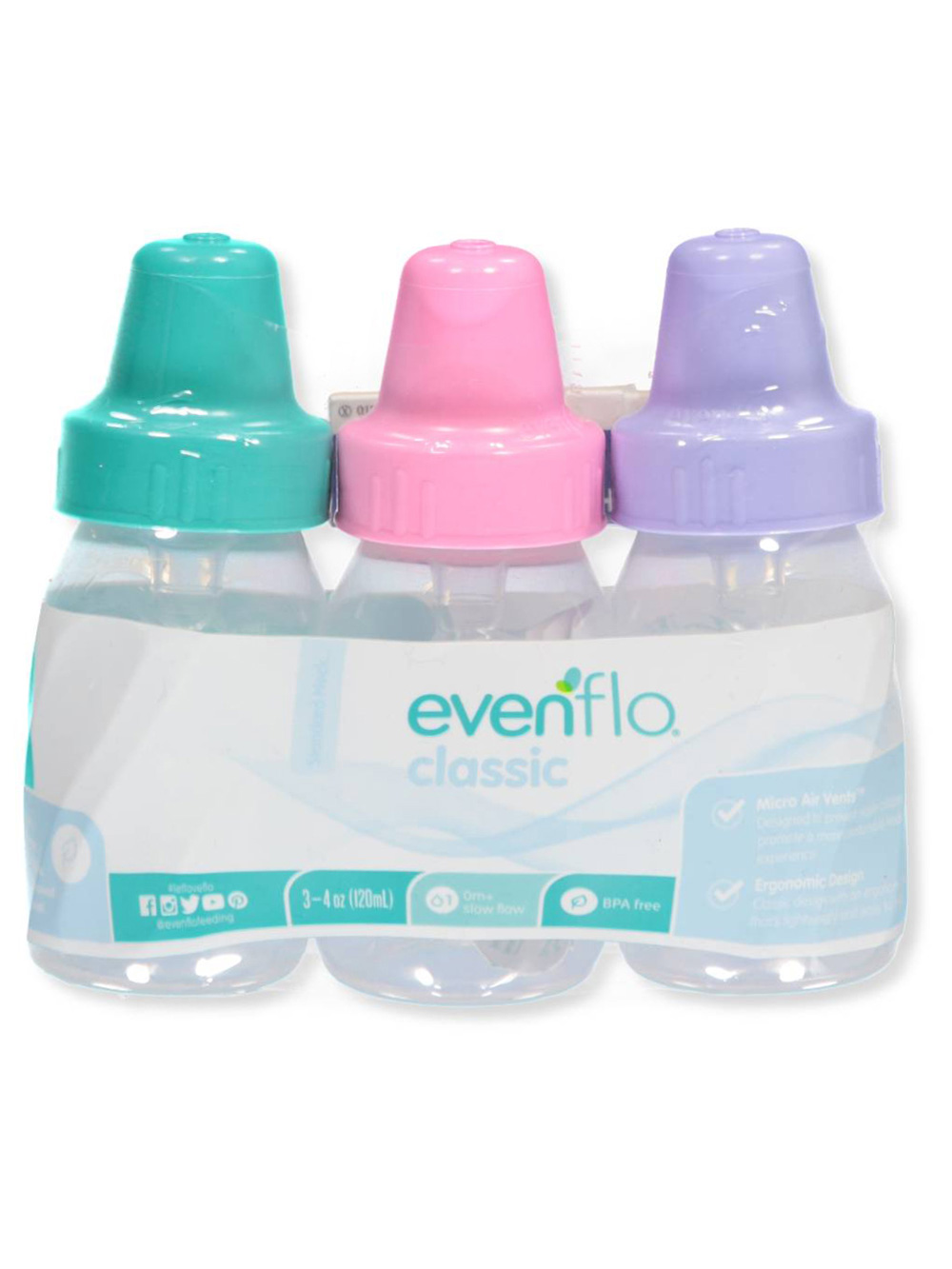 Evenflo Baby Boys' 3-Pack Baby Bottles (4 oz.)