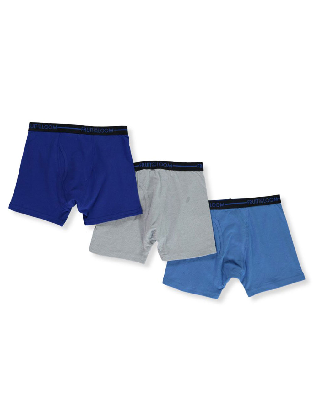 Boys Fruit Of The Loom 3 Boxer Briefs Blue Red Gray Size XL 18-20