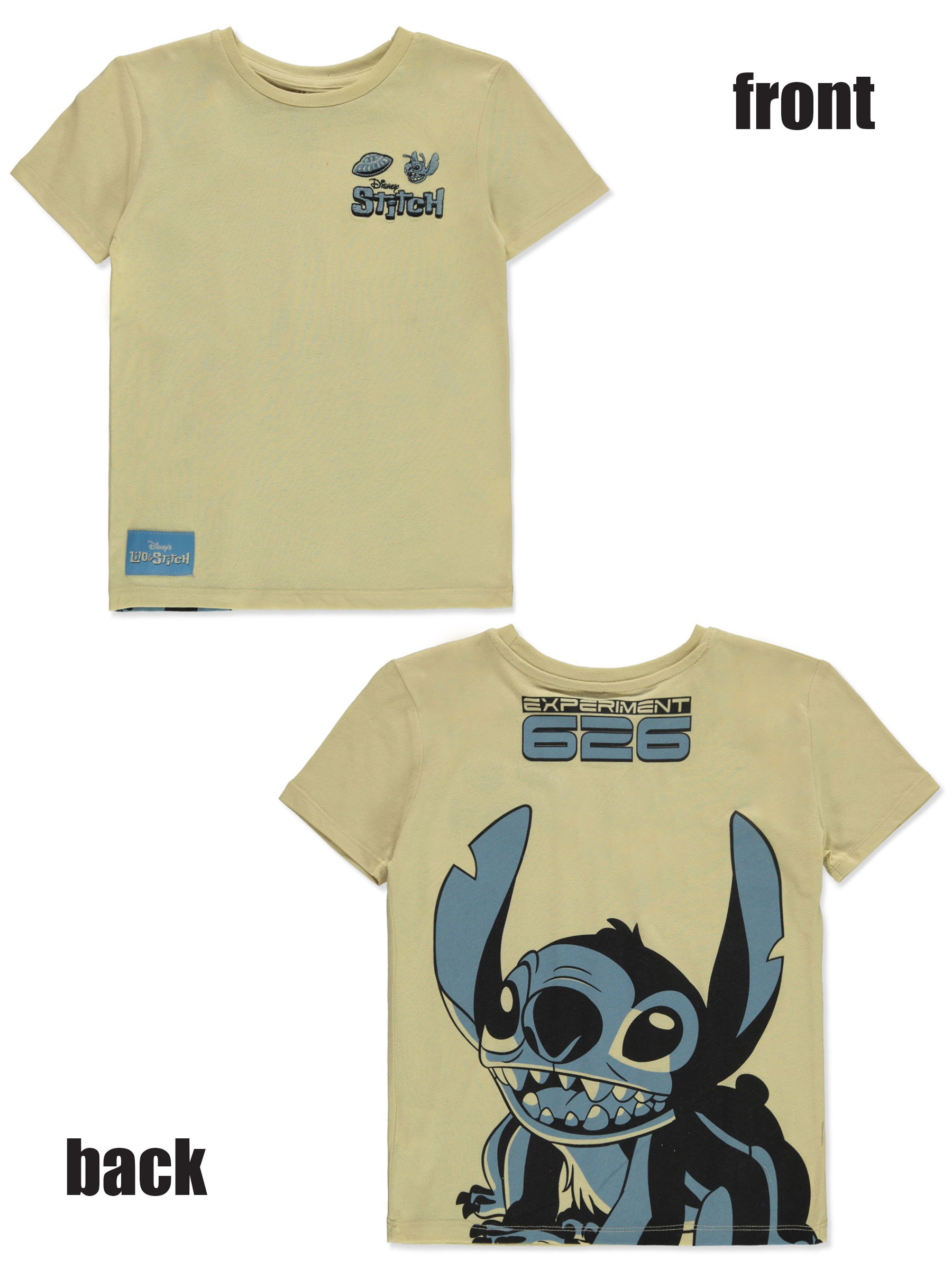 Disney Lilo Stitch Boys Embroidered Back Print T Shirt