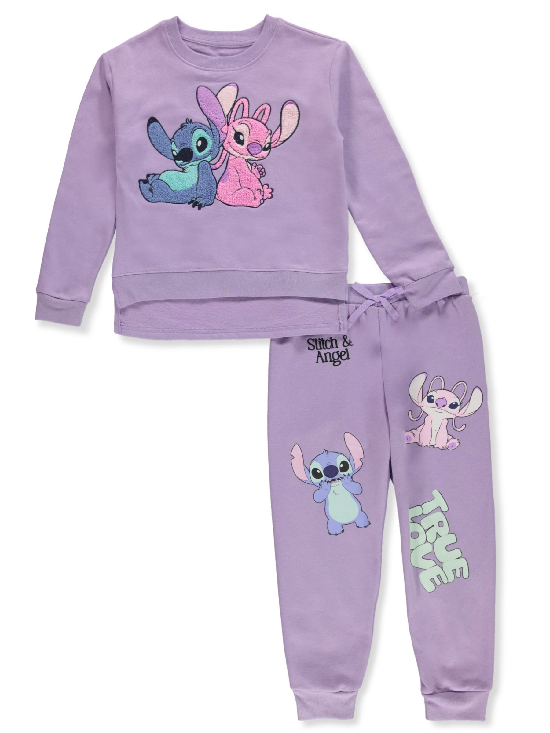 Disney Lilo Stitch Girls 2 Piece Angel Fleece Jogger Set Outfit